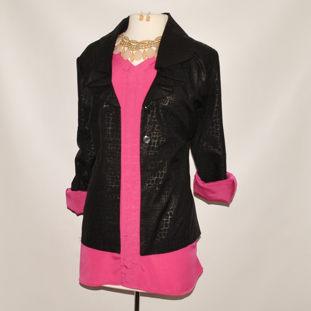 T. Milano Black Python Print Jacket 20w 2227 - image 1